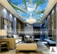 Mẫu trần phòng khách xuyên sáng in bầu trời số 1