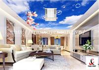 Mẫu trần phòng khách xuyên sáng in bầu trời số 6