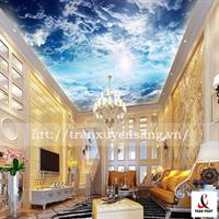 Mẫu trần phòng khách xuyên sáng in bầu trời số 9