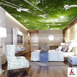 Mẫu trần phòng ngủ xuyên sáng in rừng tre