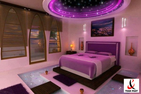Mẫu trần phòng ngủ ảnh tím lãng mạn
