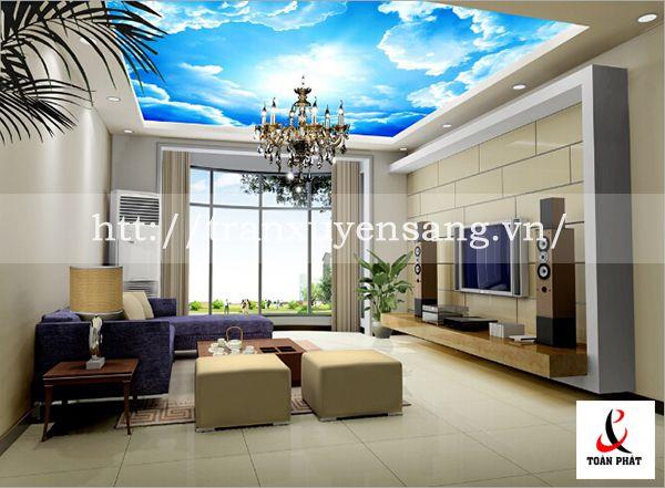Mẫu trần phòng khách xuyên sáng in bầu trời số 2