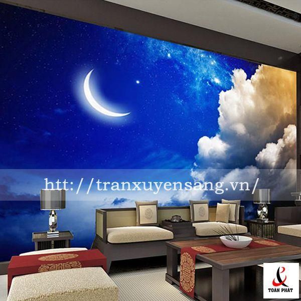 Vách xuyên sáng phòng khách in hình bể bơi 3D