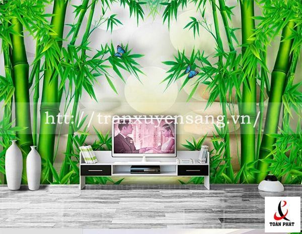 Vách xuyên sáng phòng khách in hình ảnh cây trúc