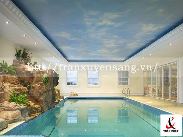 Mẫu trần xuyên sáng bể bơi in bầu trời số 3