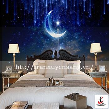 Vách xuyên sáng phòng ngủ in hình mưa sao băng