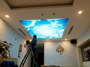 Mẫu trần phòng ngủ xuyên sáng in bầu trời đêm