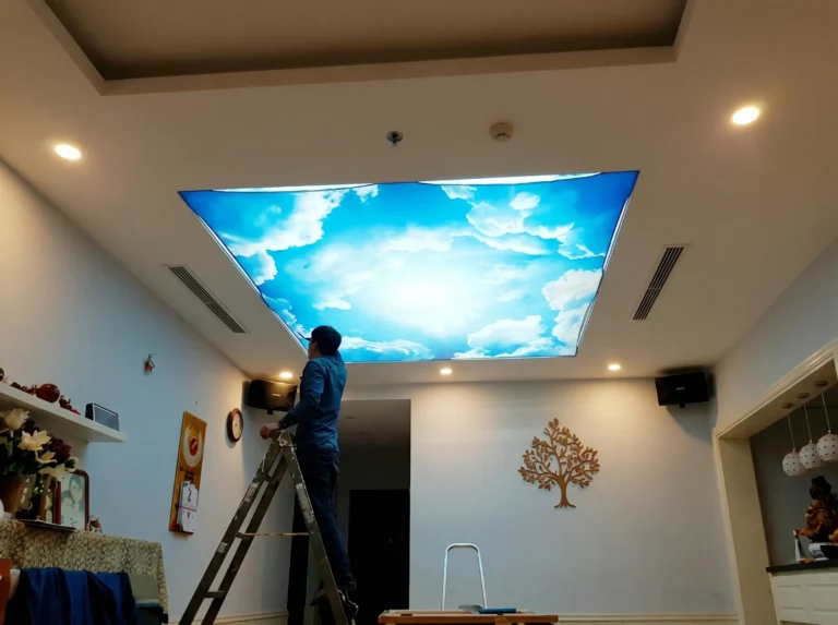 Mẫu trần phòng ngủ xuyên sáng in bầu trời đêm